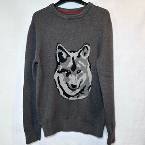Wind River Heritage Wolf Graphic Sweater Pullover, Grey. Size S